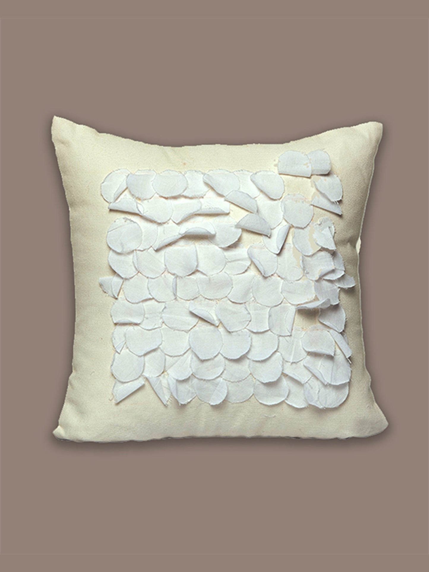 Embroidered Cushion Cover 100% Cotton Frayed White - 12" X 12"