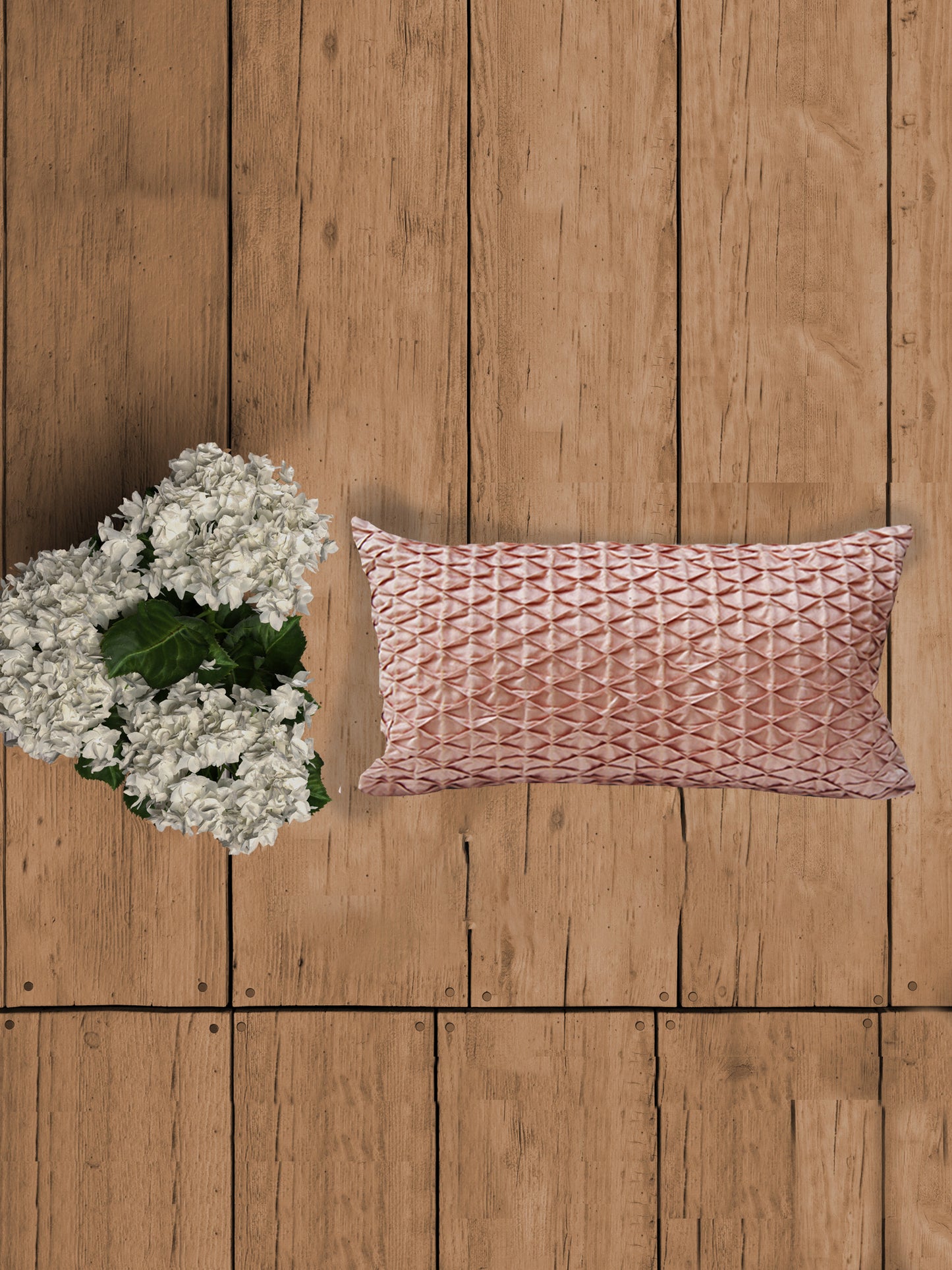 Cushion Cover Solid 100% Polyester Pintucks Rose Pink - 12" X 22"