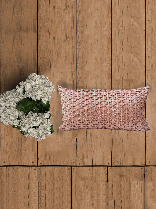 Cushion Cover Solid 100% Polyester Pintucks Rose Pink - 12" X 22"