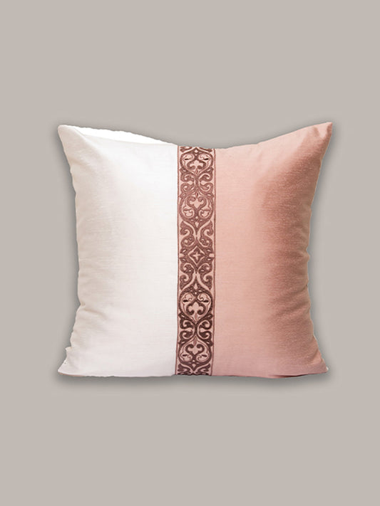 Cushion Cover Solid 100% Polyester Rose Pink/White 24"X24"