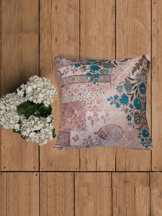 Embroidered Cushion Cover Velvet Cord Piping Green - 20" X 20"