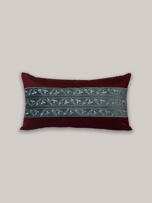 Embroidered Cushion Cover 100% Cotton Blue - 12" X 22"