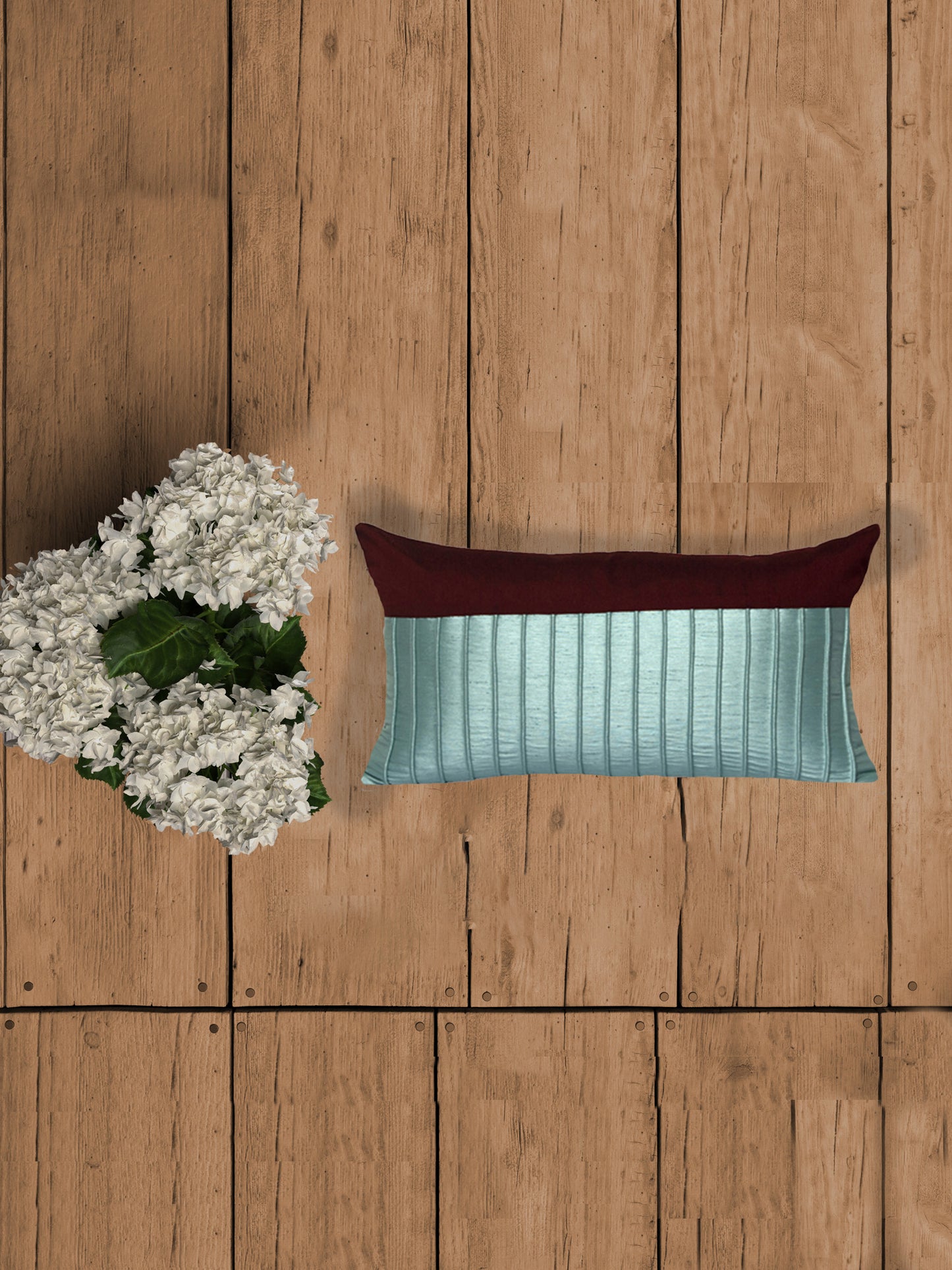 Technique Cushion Cover Velvet Maroon And Blue - 12" X 22"