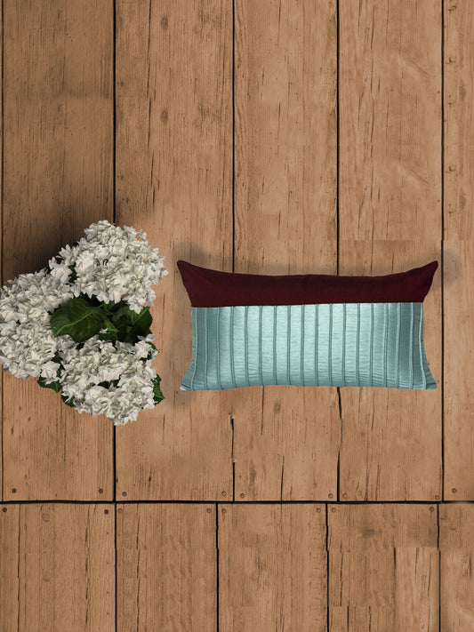 Technique Cushion Cover Velvet Maroon And Blue - 12" X 22"