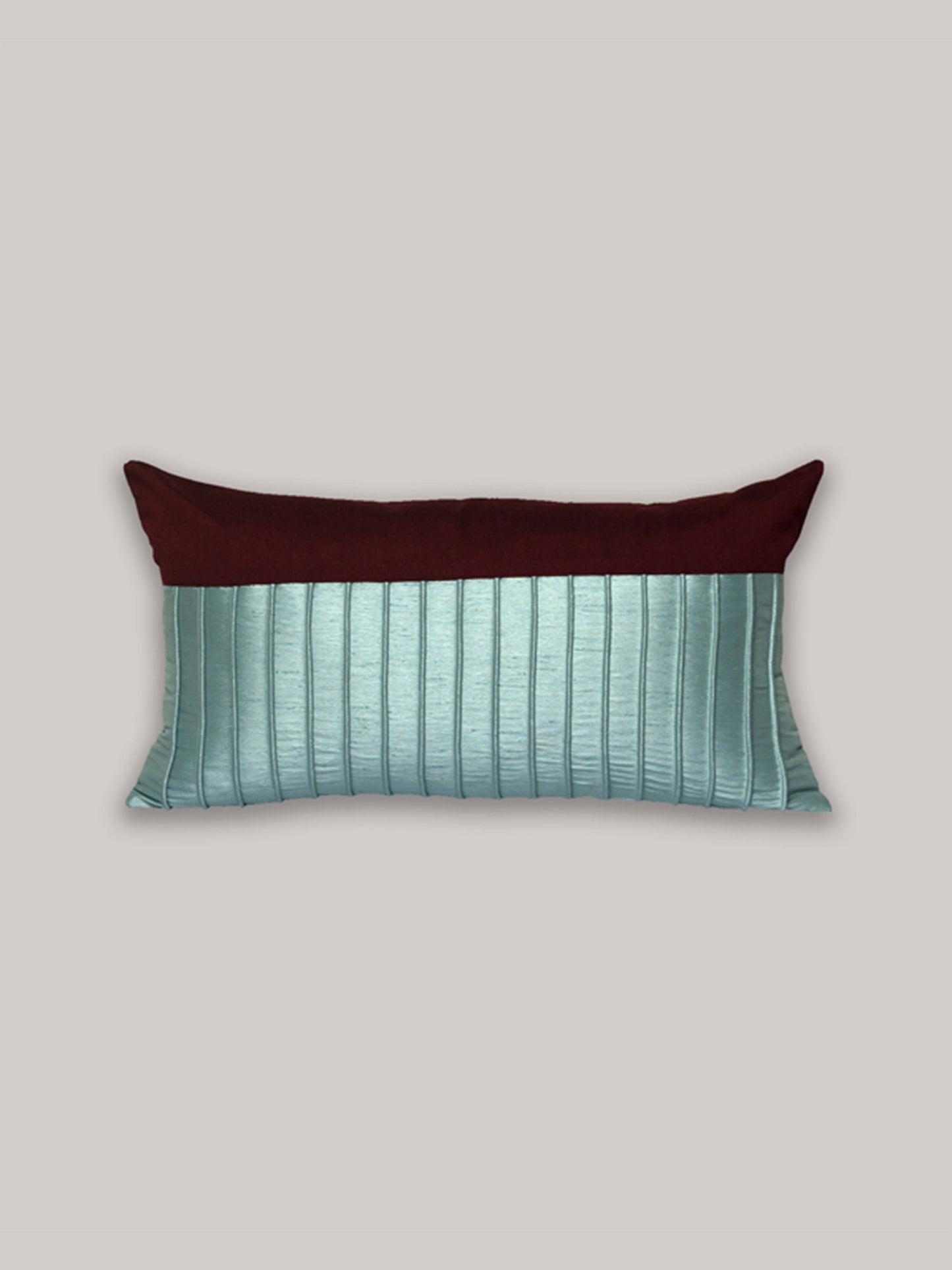 Technique Cushion Cover Velvet Maroon And Blue - 12" X 22"