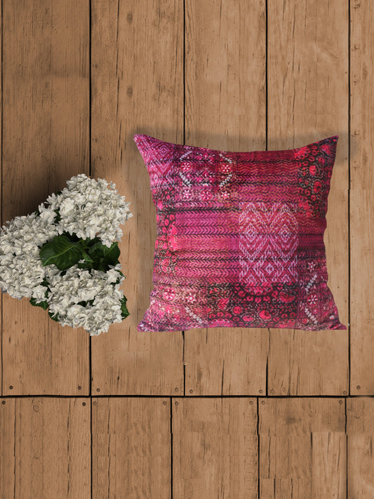 Embroidered Cushion Cover Velvet Digital Printed Purple - 20" X 20"