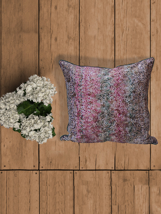 Embroidered Cushion Cover Velvet Digital Printed Multi - 20" X 20"