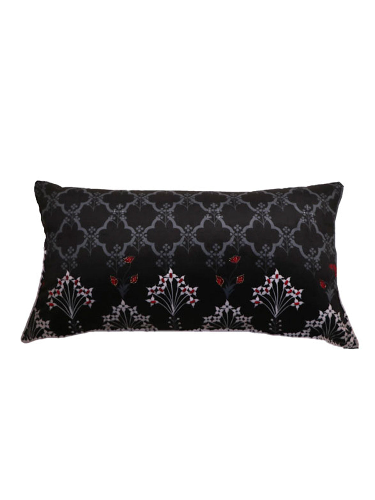 Cushion Cover Polyster Floral Turquoise Blue - 12" X 22"