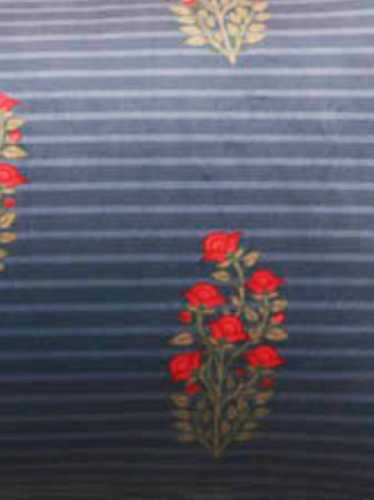 Cushion Cover Velvet Floral Stripes- 12" X 20"