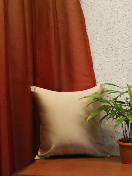 Embroidered Cushion Cover 100% Polyester Gold Solid Plain - 12" X 12"