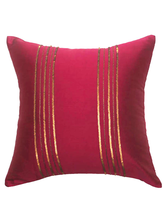 Embroidered Cushion Cover 100% Polyester Sequin Stripes Purple - 12" X 12"