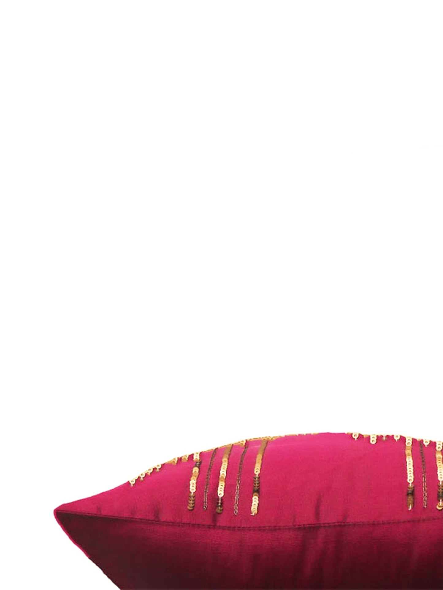 Embroidered Cushion Cover 100% Polyester Sequin Stripes Purple - 12" X 12"