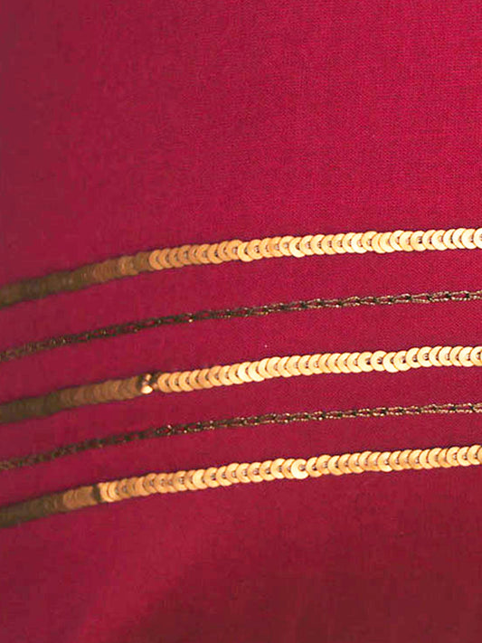 Embroidered Cushion Cover 100% Polyester Sequin Stripes Purple - 12" X 12"