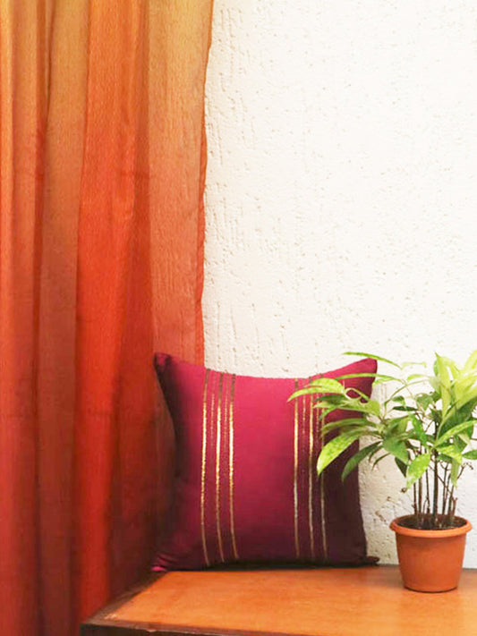 Embroidered Cushion Cover 100% Polyester Sequin Stripes Purple - 12" X 12"