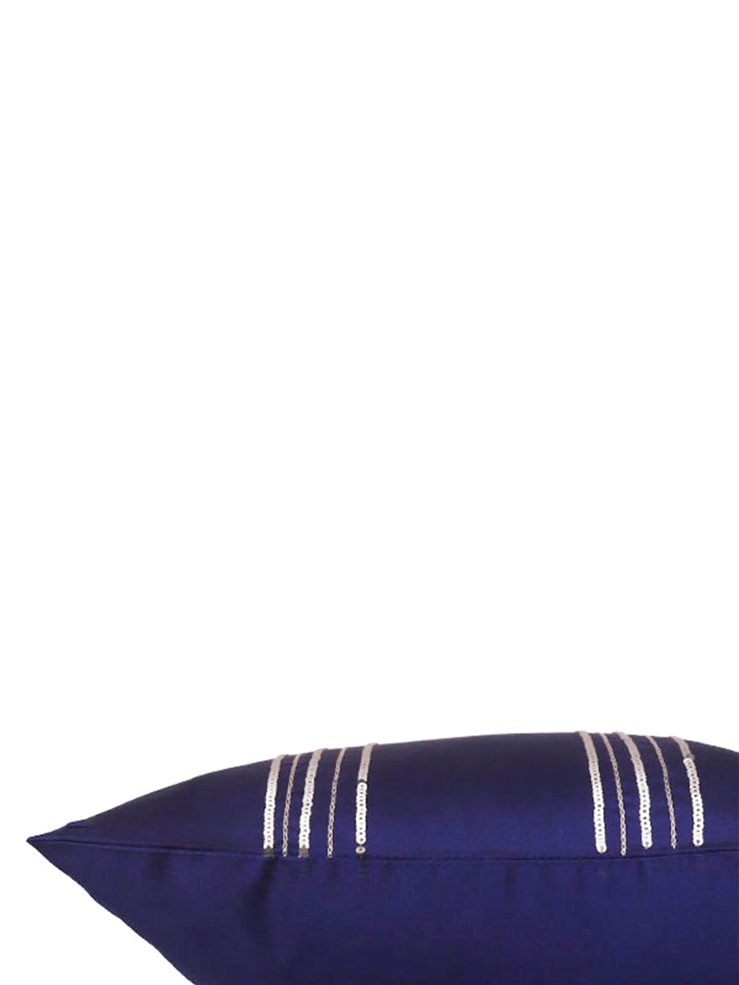 Cushion Cover Solid 100% Polyester Sequin StripesBlue 12"X 12"