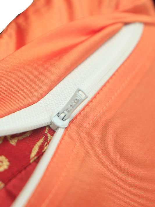 Cushion Cover with Sequence Work on Border 100% Polyester Rust - 12"x12"