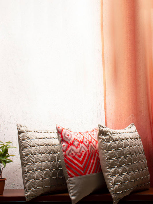 Cushion Cover Set of 3 100% Polyester Box And Printed Multi - 16" x 16"