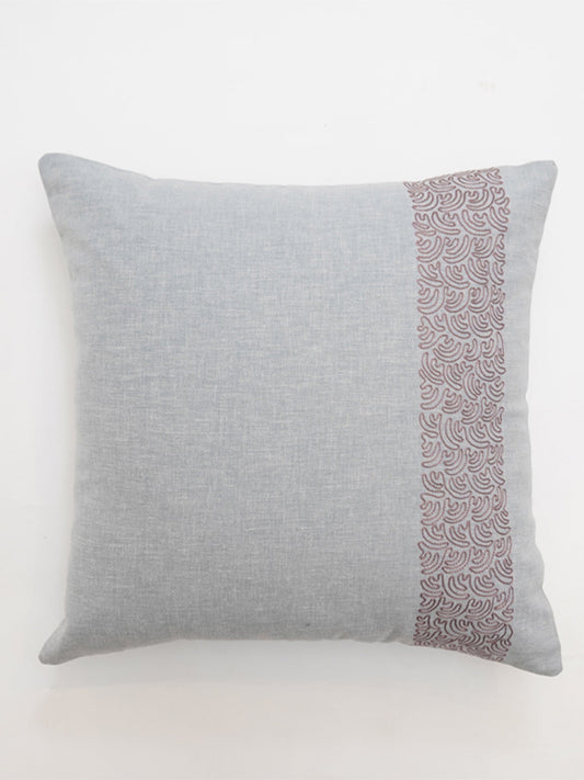 Embroidered Cushion Cover Cotton Blend Teal - 16" X 16"