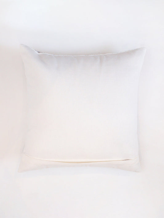 Embroidered Cushion Cover Cotton Linen Striped White - 16" X 16"