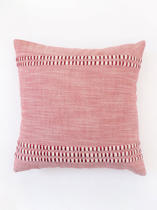 Embroidered Cushion Cover Cotton Blend Beige - 16" X 16"