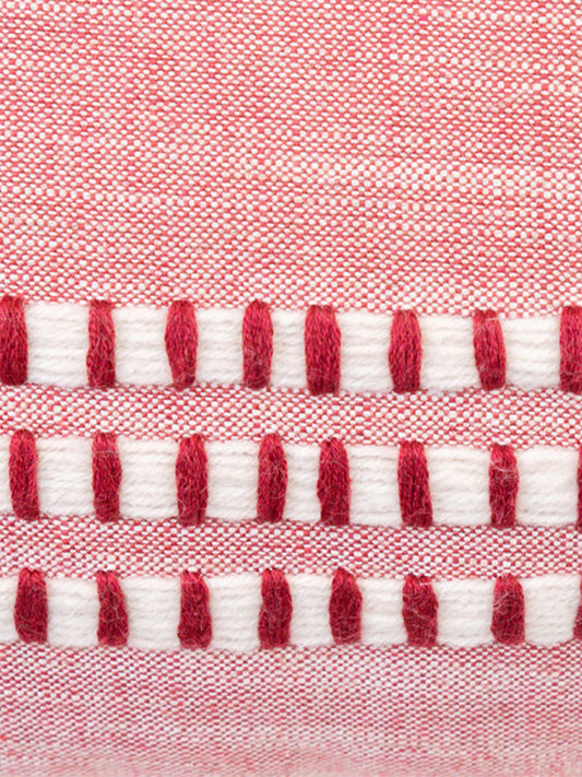 Embroidered Cushion Cover Cotton Blend Beige - 16" X 16"