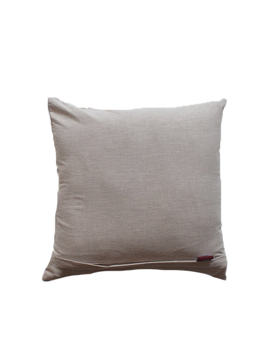 Embroidered Cushion Cover Cotton Blend Beige - 16" X 16"