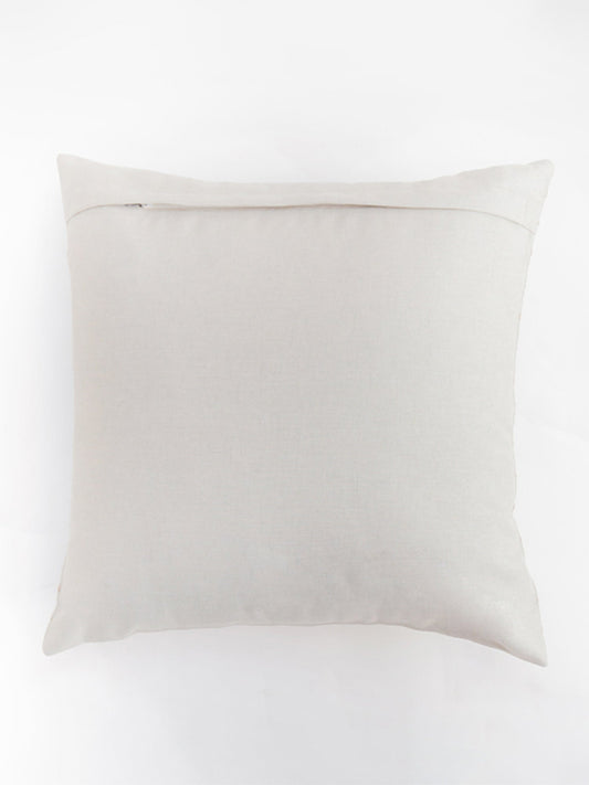 Embroidered Cushion Cover Polyester Blend Striped Light Beige - 16" X 16"