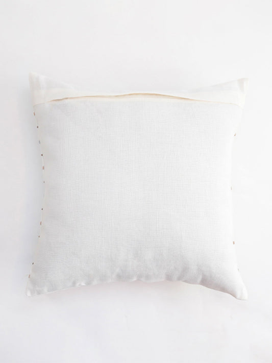 Embroidered Cushion Cover Cotton Blend White - 16" X 16"