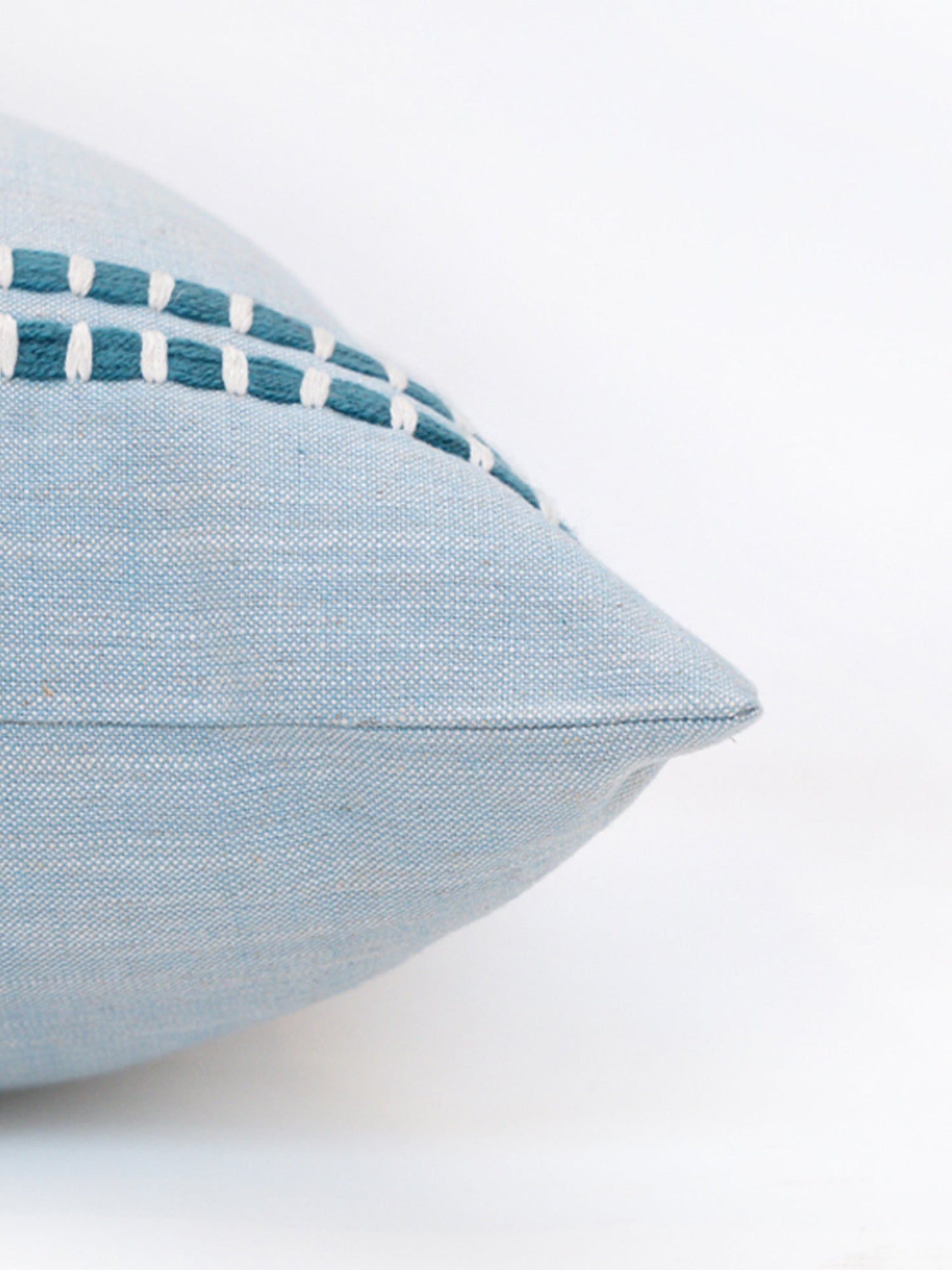 Embroidered Cushion Cover 100% Cotton Light Blue - 16" X 16"