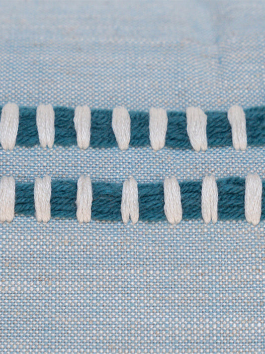 Embroidered Cushion Cover 100% Cotton Light Blue - 16" X 16"
