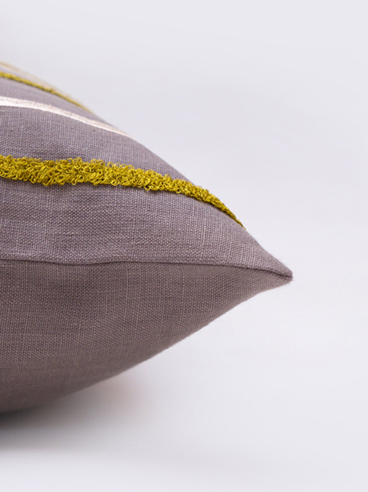 Embroidered Cushion Cover Cotton Blend Striped Plum - 16" X 16"