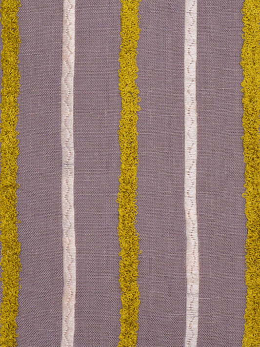 Embroidered Cushion Cover Cotton Blend Striped Plum - 16" X 16"