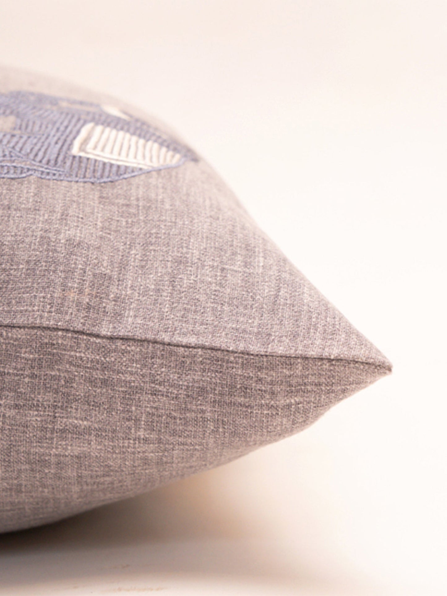 Embroidered Cushion Cover Cotton Blend Grey - 16" X 16"