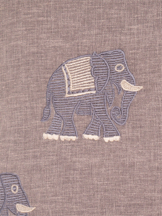 Embroidered Cushion Cover Cotton Blend Grey - 16" X 16"