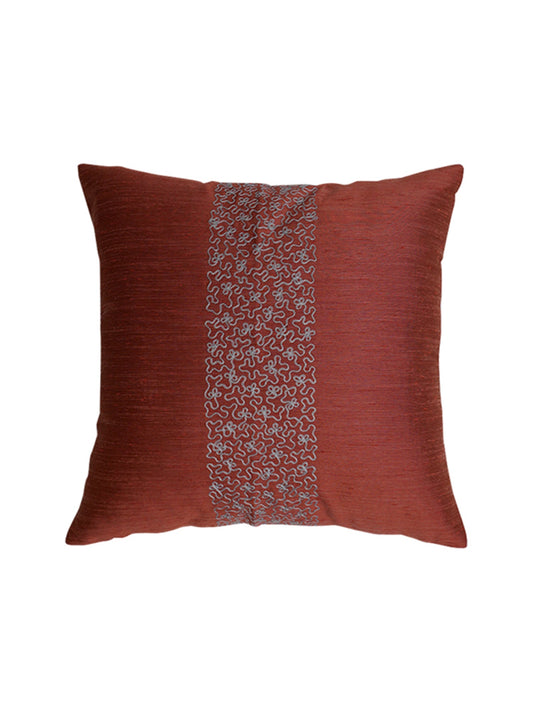 Embroidered Cushion Cover Polyester Blend Rust - 16" X 16"