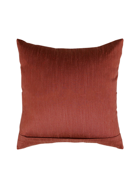 Embroidered Cushion Cover Polyester Blend Rust - 16" X 16"