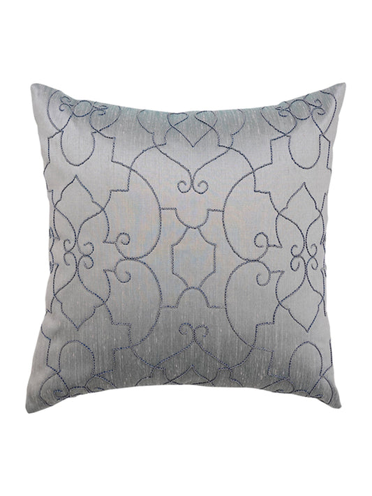Embroidered Cushion Cover Polyester Blend Digital Printed Grey - 16" X 16"