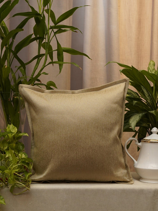 Cushion Cover Solid Polyester Blend Flange Gold 16"X16"