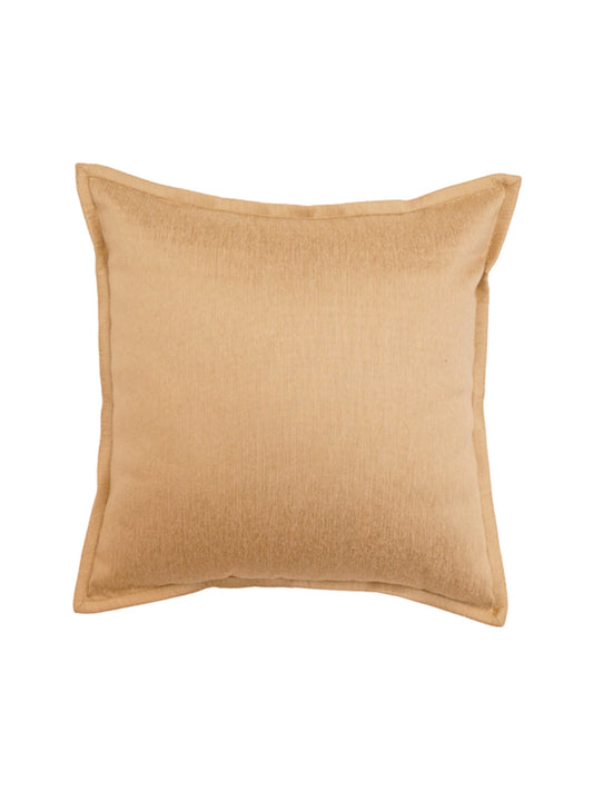 Cushion Cover Solid Polyester Blend Flange Gold 16"X16"