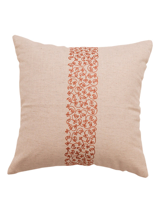 Embroidered Cushion Cover Cotton Blend Off White - 16" X 16"