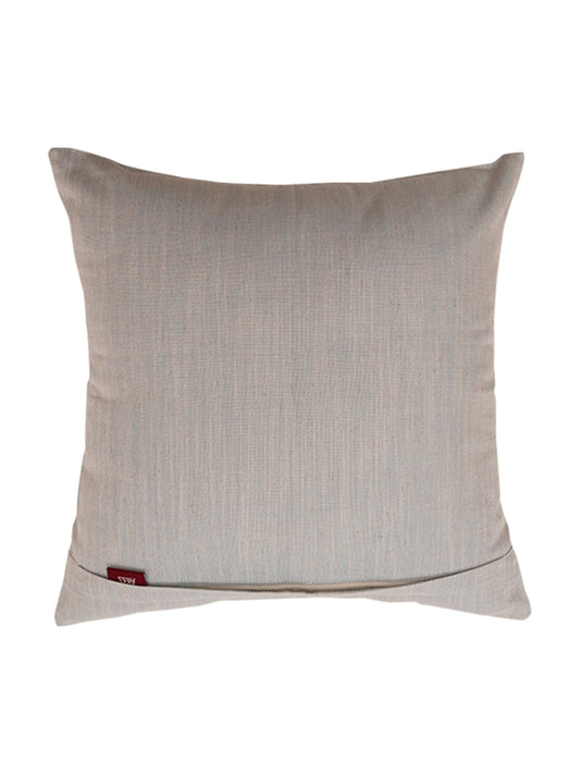 Cushion Cover Embroidered Cotton Blend Light Grey - 16" X 16"