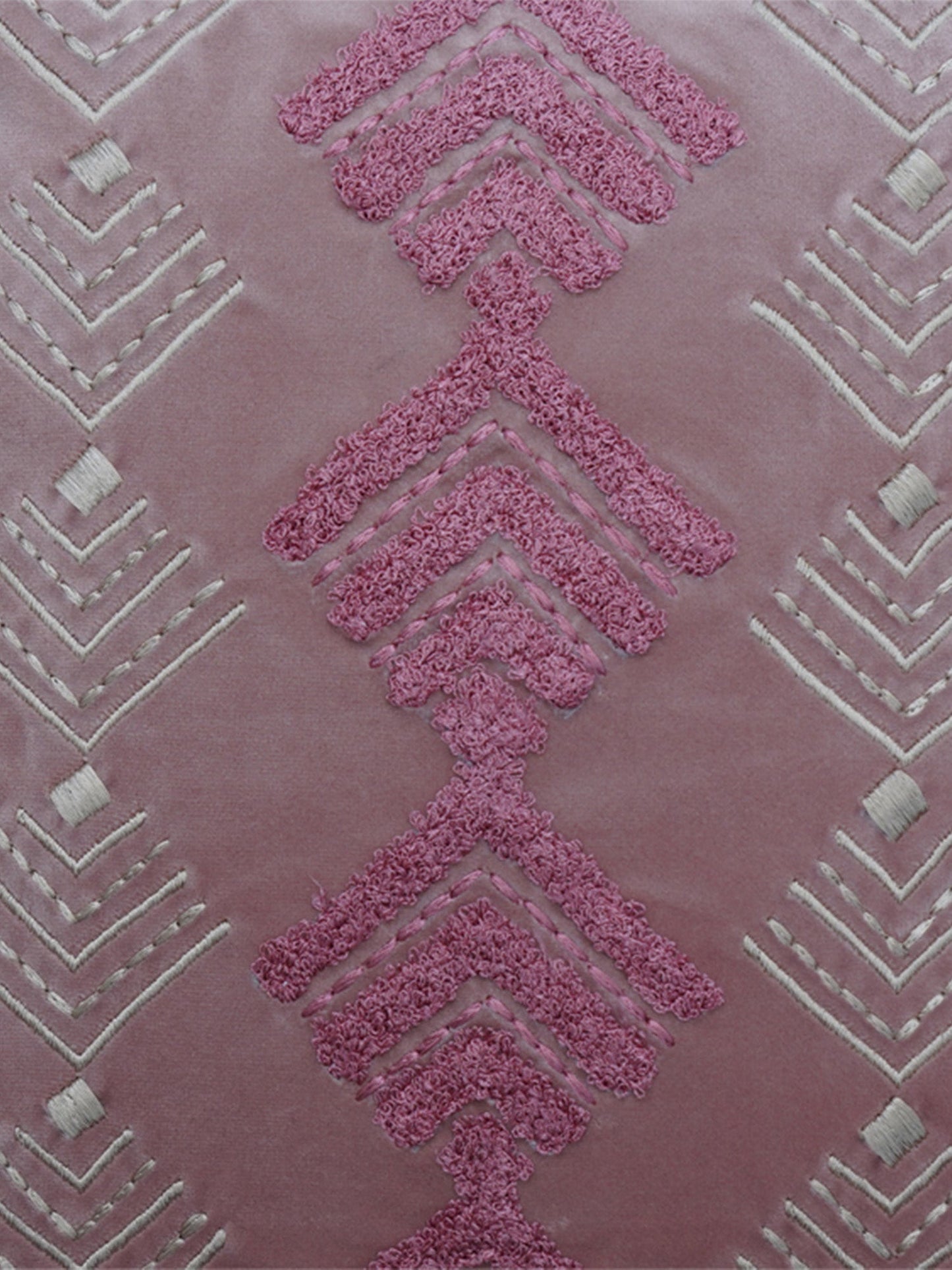 Embroidered Cushion Cover Velvet Peach Brown - 16" X 16"