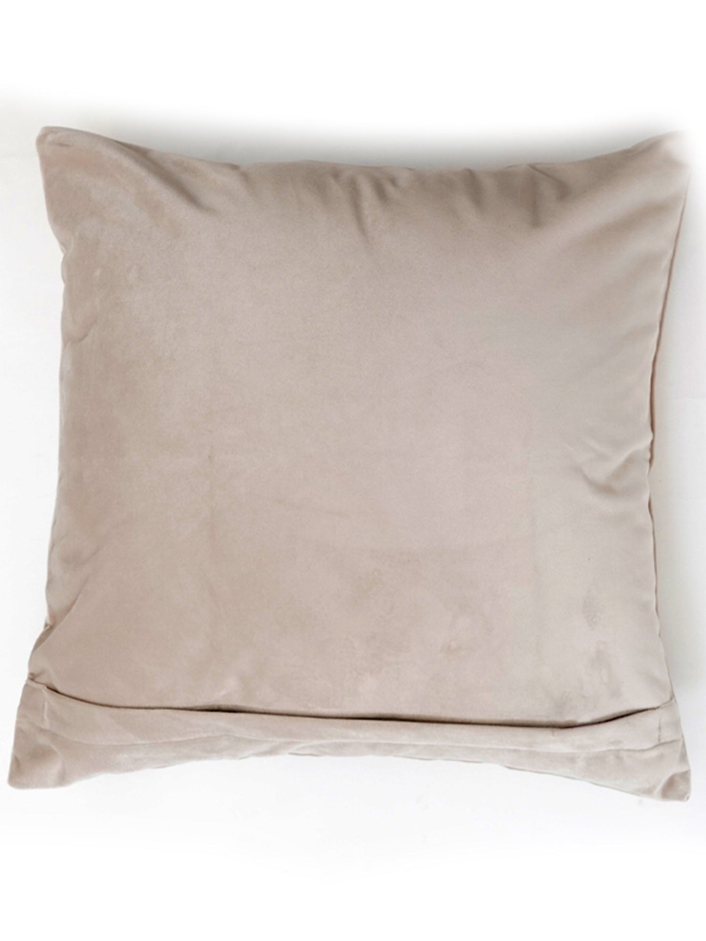 Embroidered Cushion Cover Velvet Off White - 16" X 16"