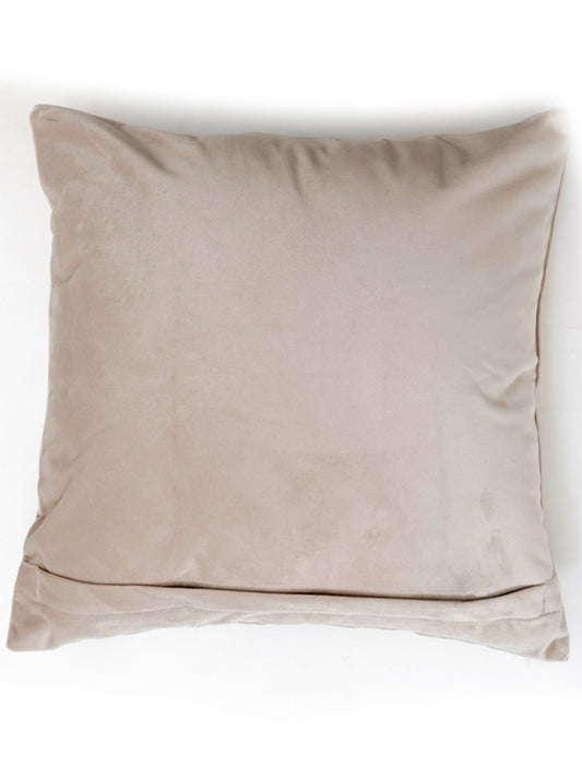 Embroidered Cushion Cover Velvet Off White - 16" X 16"