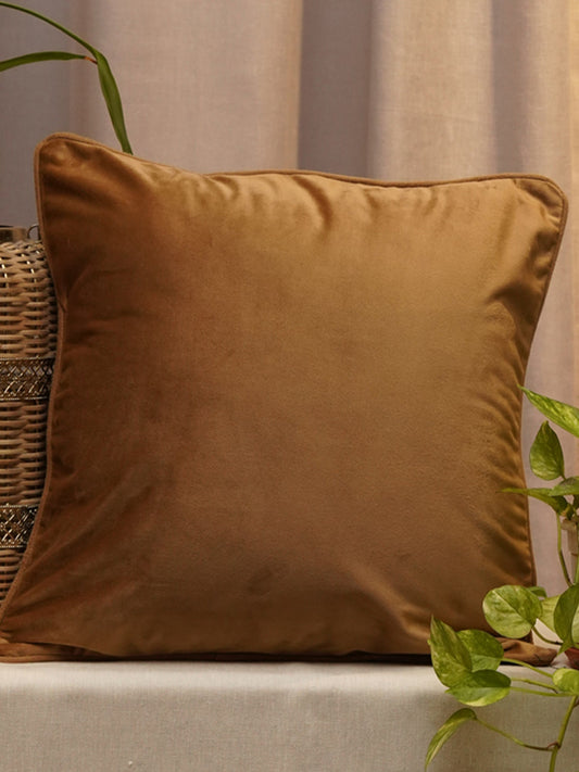 Cushion Cover Velvet Golden Brown - 12" X 12"