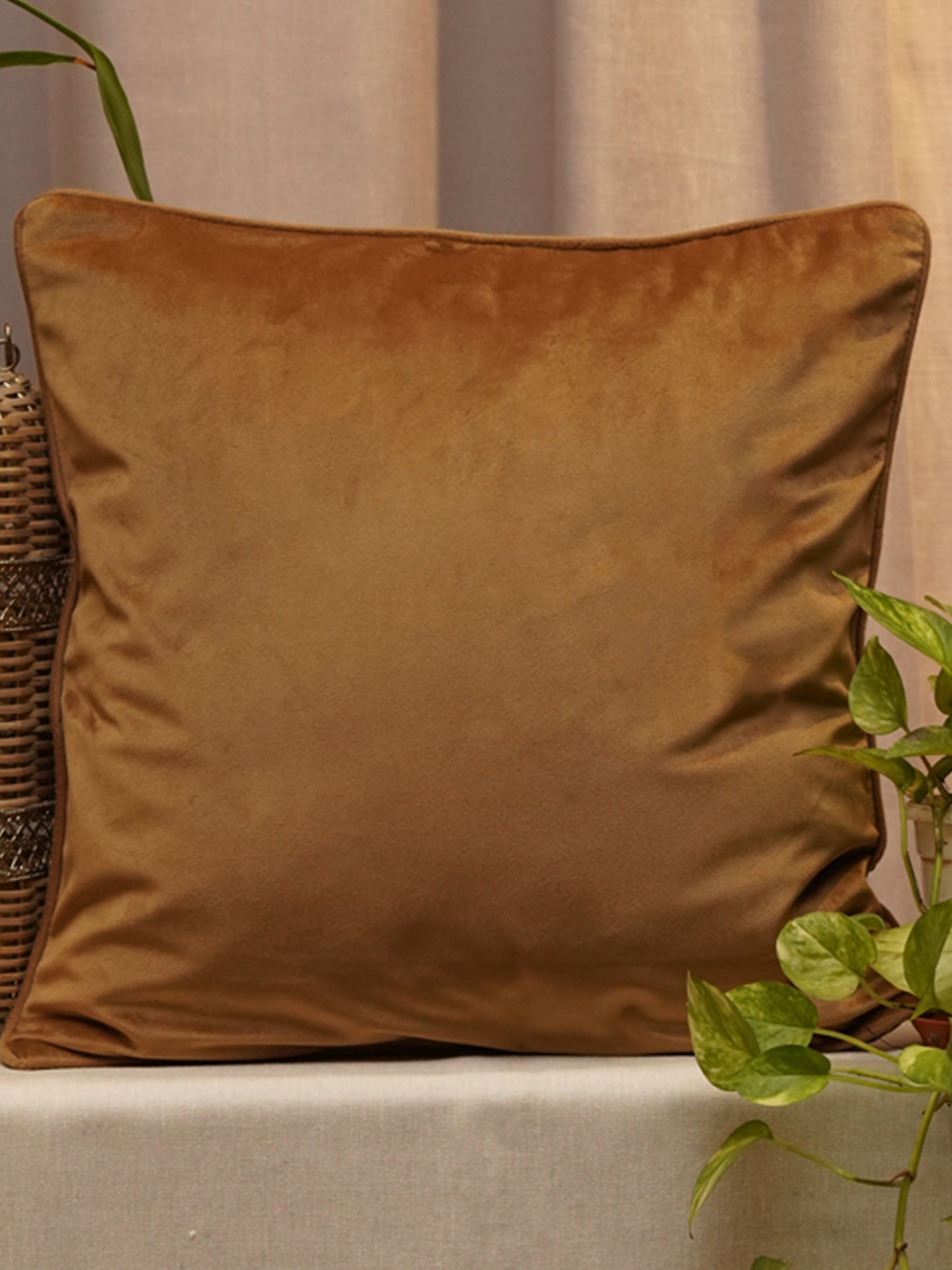 Cushion Cover Velvet Solid Rust - 12" X 12"