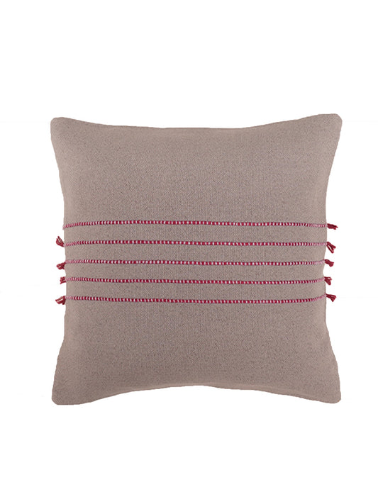 Embroidered Cushion Cover Cotton Blend Grey - 16" X 16"