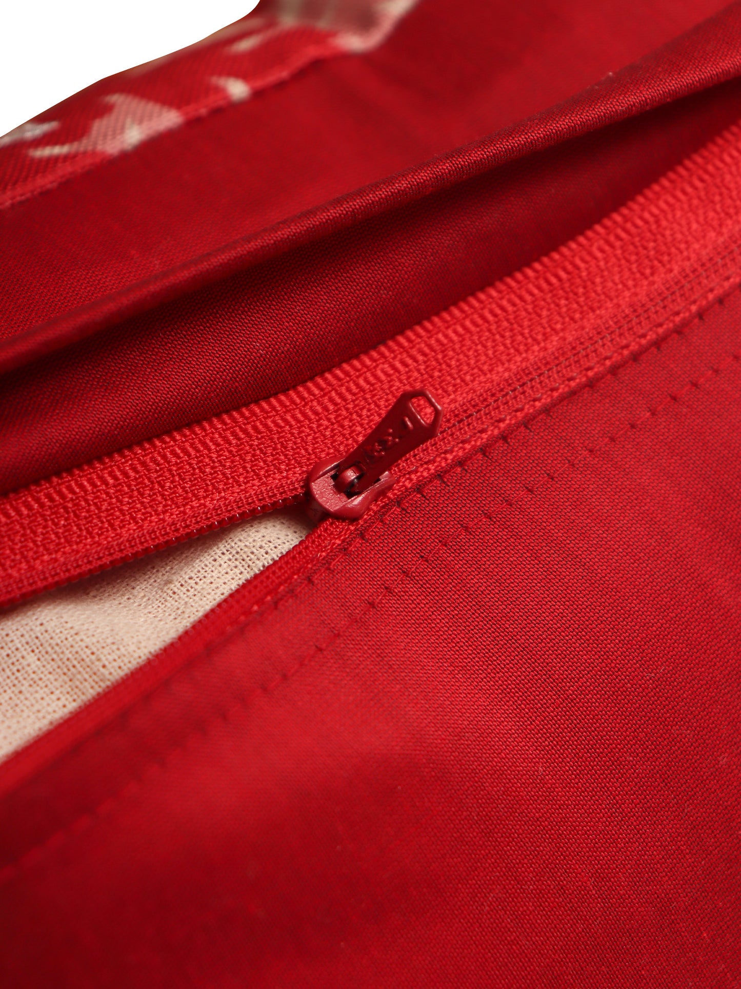 Printed Cushion Cover with Silver Zari Highlights Cotton Blend Rust - 16" x 16"