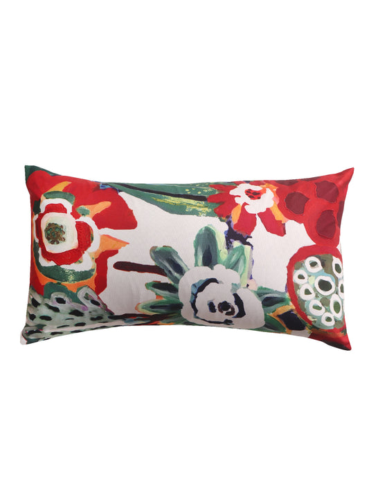 Red Printed Cushion Cover Cotton Polyester Blend Multi - 12" x 22"