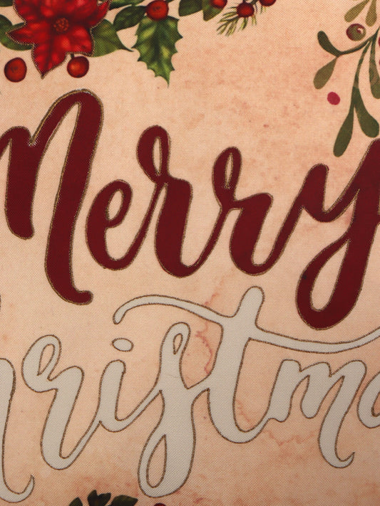 Printed and Antique golden Embroidery Cushion Cover Cotton Polyester Beige - 16" x 16"